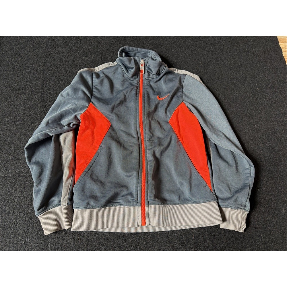 Vintage Nike Track Jacket Boys 5 Dark/Light Grey Orange Embroidery